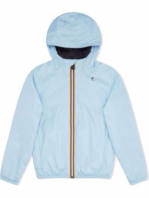 Hooded zip-front rain jacket K-Way. Цвет: синий