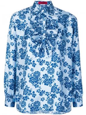 Блузка с цветочным принтом The Gigi. Цвет: синий