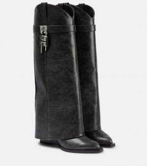 Ковбойские кожаные ботинки с акулим замком , черный Givenchy