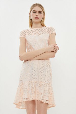 Кружевное мини-платье с короткими рукавами , розовый Coast