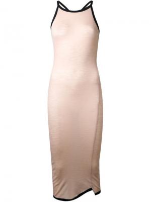 Прозрачное платье без рукавов в рубчик Assin. Цвет: телесный