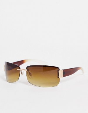 Темно-коричневые солнцезащитные очки без оправы в стиле 90-х ASOS DESIGN