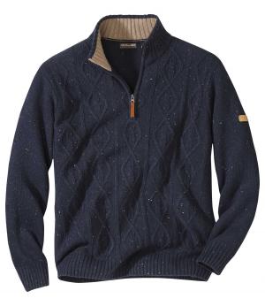 Пуловер с Воротником-стойкой на Молнии AFM. Цвет: темно-синии
