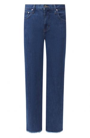 Укороченные джинсы с потертостями Elizabeth and James. Цвет: темно-синий