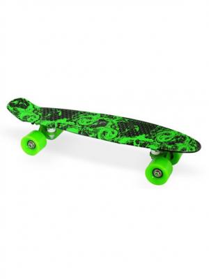 Скейт пластиковый 22х6-18, зеленый Moove&Fun. Цвет: черный, зеленый