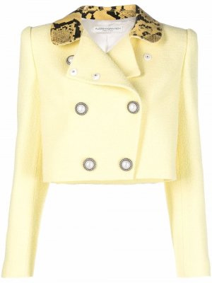 Укороченный твидовый пиджак Alessandra Rich. Цвет: желтый