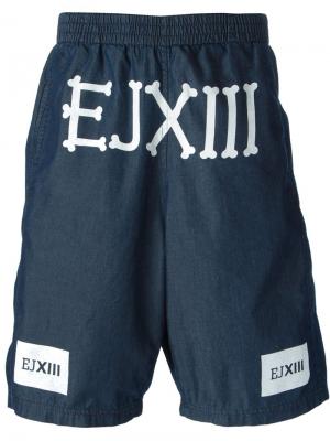 Джинсовые шорты боксеры с графическим принтом Ejxiii. Цвет: синий