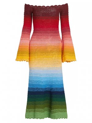 Платье миди крючком с эффектом омбре Oscar De La Renta, цвет rainbow Renta