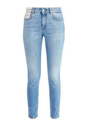 Зауженные джинсы-skinny с вышитой монограммой STELLA McCARTNEY. Цвет: голубой
