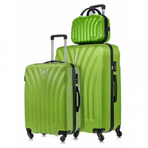 Комплект чемоданов Lcase Phuket, 3 шт., размер M/L, зеленый L'Case. Цвет: зеленый/светло-зеленый
