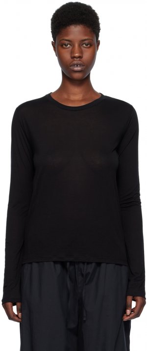 Черная футболка с длинным рукавом круглым вырезом Baserange