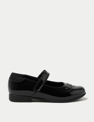 Детские кожаные школьные туфли с риптейпом (8 маленьких — 1 большой) , черный Marks & Spencer