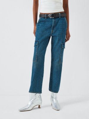 Прямые укороченные джинсы Cargo Logan с высокой талией , синий колокол 7 For All Mankind