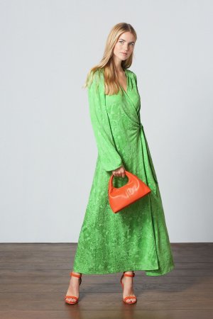 Жаккардовое платье миди и длинными рукавами , зеленый Next