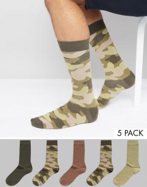 5 пар носков с камуфляжным принтом Urban Eccentric. Цвет: мульти