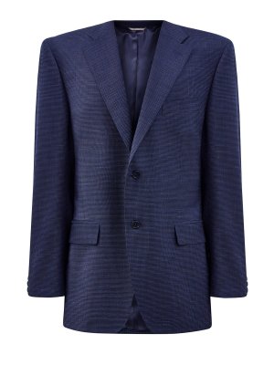 Пиджак ручной работы из шерсти с микро-узором CANALI. Цвет: синий