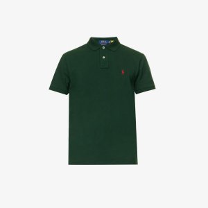 Рубашка-поло индивидуального кроя из хлопкового пике с короткими рукавами и вышитым логотипом, зеленый Polo Ralph Lauren