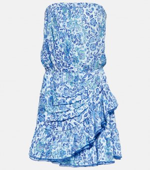 Мини-платье-бандо Ambra с цветочным принтом POUPETTE ST BARTH, синий Barth