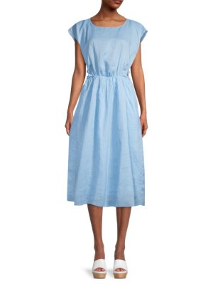 Платье миди Ramie с вырезами , цвет Azul Blue Rebecca Taylor