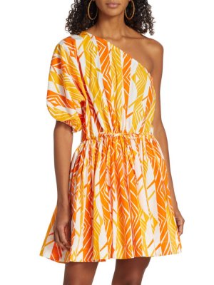 Мини-платье с принтом на одно плечо Swf, цвет Alhambra Orange SWF