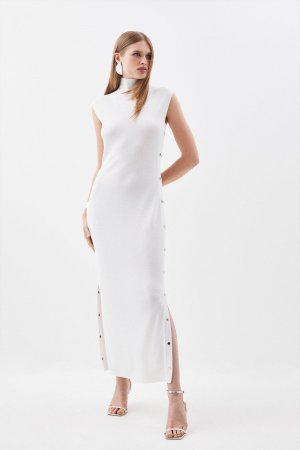 Легкое летнее трикотажное платье макси , белый Karen Millen