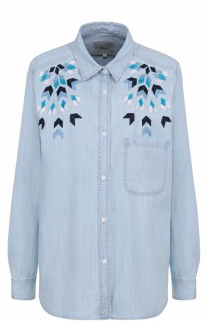 Джинсовая блуза прямого кроя с вышивкой Rails. Цвет: голубой