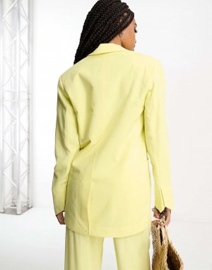 Льняной пиджак приталенного кроя Tall лимонного цвета Asos