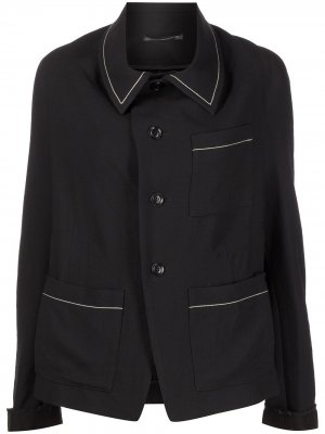 Ys куртка-рубашка с контрастной строчкой Y's. Цвет: черный