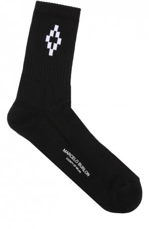 Хлопковые носки с контрастной отделкой Marcelo Burlon. Цвет: черный