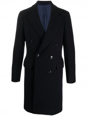 Двубортное пальто MP Massimo Piombo. Цвет: синий