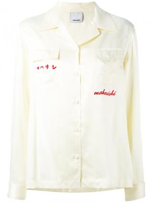Рубашка с вышивкой на спине Maharishi. Цвет: желтый