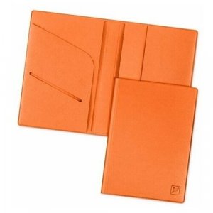 Обложка для паспорта из экокожи с отделениями документов (права, полис, пластиковые карты) KOP-01, оранжевый Flexpocket. Цвет: оранжевый