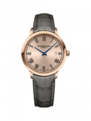 Часы Toccata из нержавеющей стали с розовым золотом и кожаным ремешком/39 мм , золотой Raymond Weil