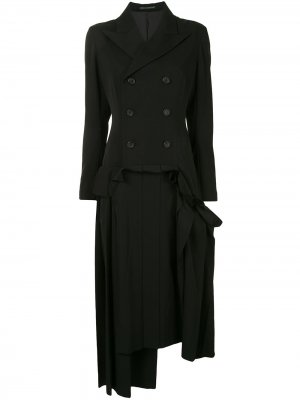 Двубортное платье-блейзер Yohji Yamamoto. Цвет: черный