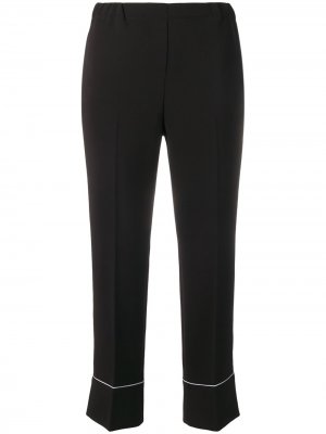 Укороченные брюки с контрастной отделкой Blanca Vita. Цвет: черный