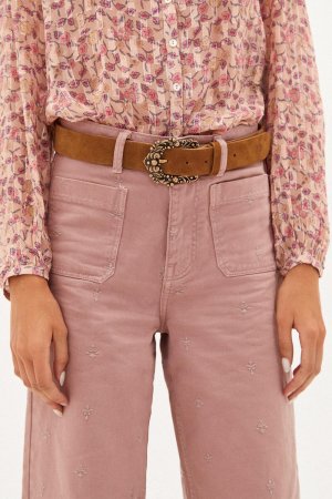 Эйби. Широкие джинсы с вышивкой, розовый Hoss Intropia
