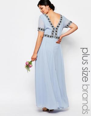 Платье макси с пышной юбкой и отделкой Lovedrobe Luxe. Цвет: синий