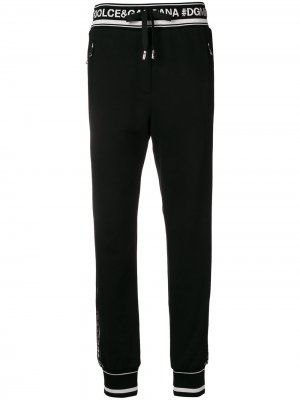 Трикотажные брюки с логотипом Dolce & Gabbana. Цвет: черный