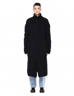 Шерстяное пальто крупной вязки Yohji Yamamoto