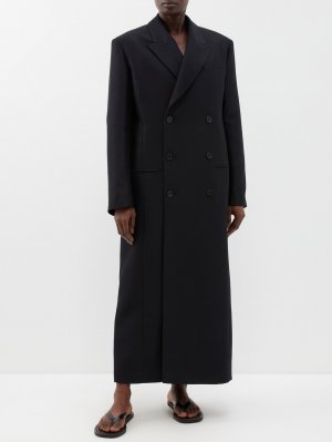 Двубортное удлиненное пальто catena из смесовой шерсти , черный The Row
