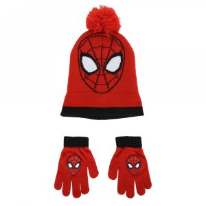 Детский комплект шапки и перчаток с изображением Человека-паука , красный Spider-Man