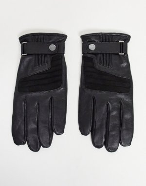 Черные кожаные перчатки HUGO-Черный BOSS by Hugo