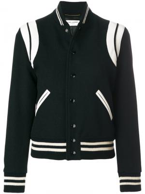 Двухцветная куртка Saint Laurent. Цвет: чёрный