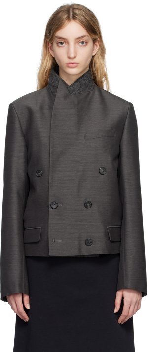 Серый двубортный пиджак JW Anderson