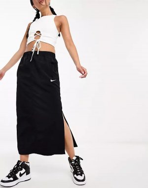 Черная плетеная макси-юбка карго mini swoosh, черный Nike