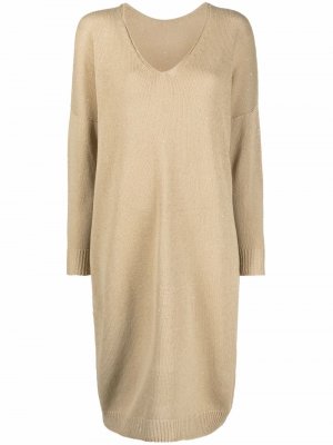 Sequin-knit V-neck dress Fabiana Filippi. Цвет: бежевый