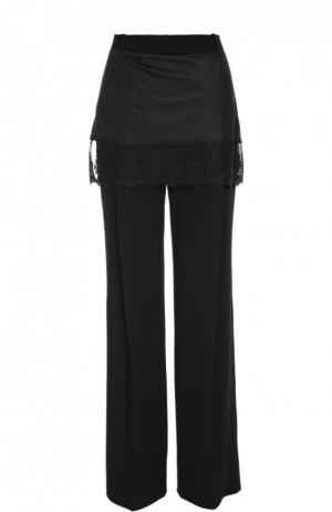 Прямые брюки с баской и кружевной вставкой Givenchy. Цвет: черный
