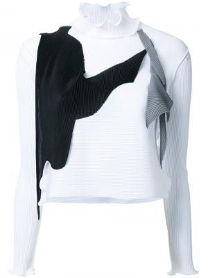 Плиссированная блузка с контрастными вставками Kotohayokozawa. Цвет: белый