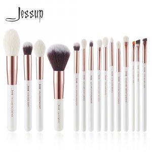 Набор профессиональных кистей для макияжа, 15 шт (Pearl White / Rose Gold ) Jessup