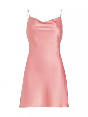 Атласное платье-комбинация с драпировкой Harmon , цвет rose Alice + Olivia